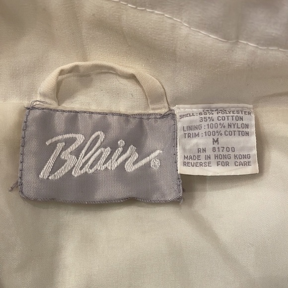 VTG BLAIR 80s Preppy Oversized White with Colorblock Trim Jacket MEDIUM - Picture 9 of 11